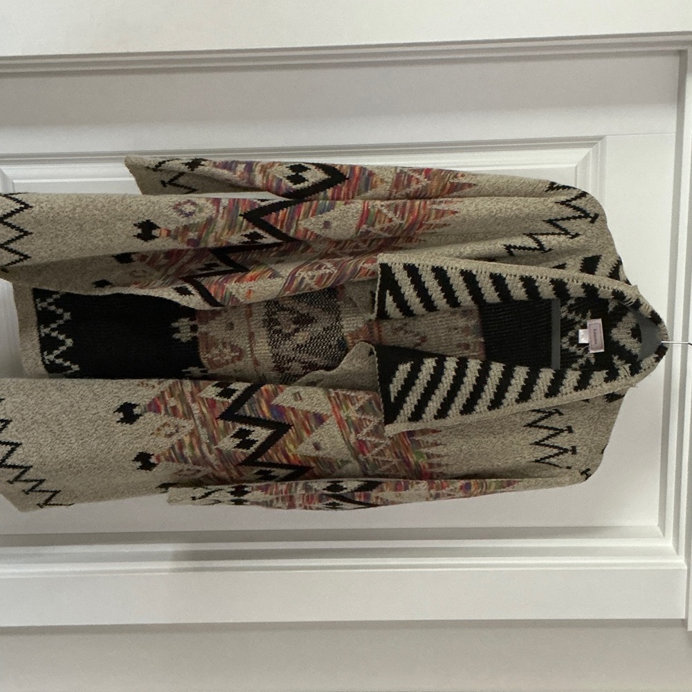 Kamala Aztec Boho open front sweater cardigan size XL